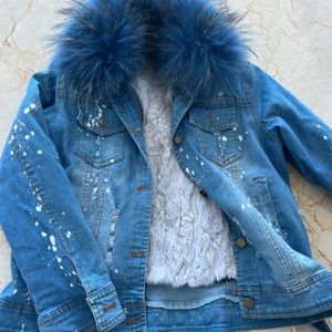Girls fur lined denim jacket
